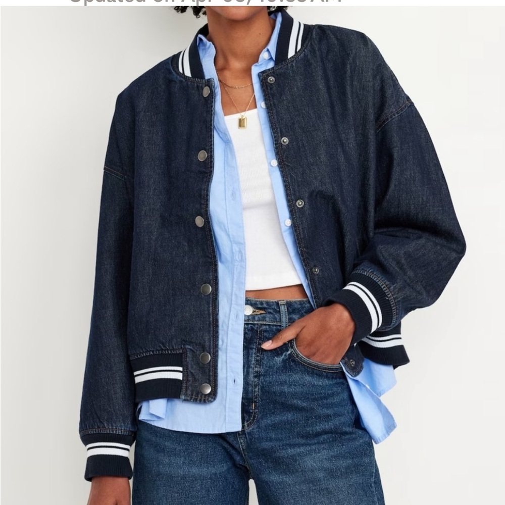 🌟 Old Navy Jean Bomber Jacket ~ Size Medium
